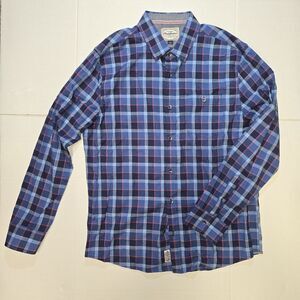 Flag & Anthem Men's Long Sleeve Plaid Button Up Shirt Size L 100% Cotton